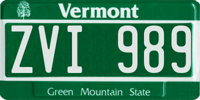 VT license plate ZVI989