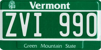 VT license plate ZVI990