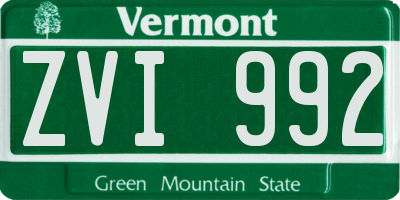 VT license plate ZVI992