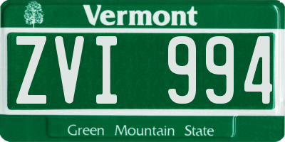 VT license plate ZVI994