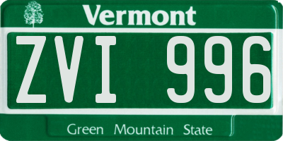 VT license plate ZVI996