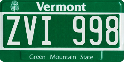 VT license plate ZVI998