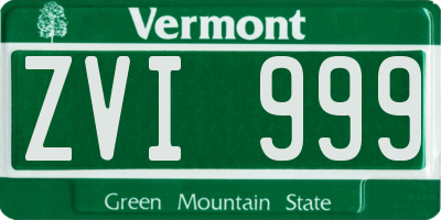 VT license plate ZVI999