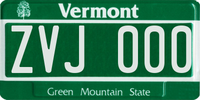 VT license plate ZVJ000