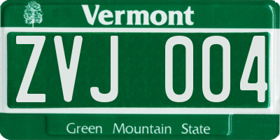 VT license plate ZVJ004
