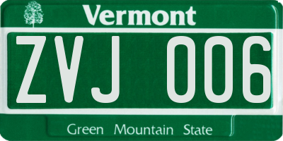 VT license plate ZVJ006