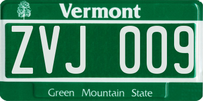 VT license plate ZVJ009