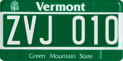 VT license plate ZVJ010
