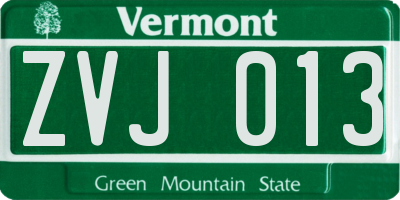 VT license plate ZVJ013