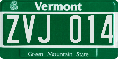 VT license plate ZVJ014