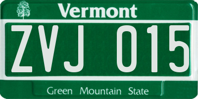 VT license plate ZVJ015