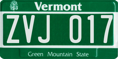 VT license plate ZVJ017