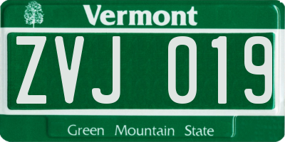 VT license plate ZVJ019