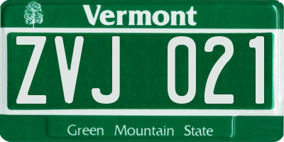 VT license plate ZVJ021