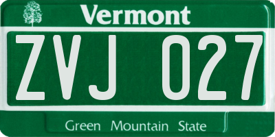 VT license plate ZVJ027
