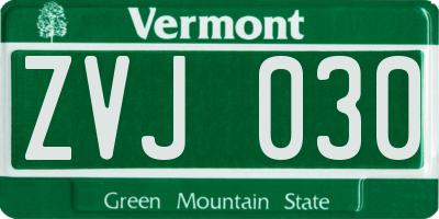 VT license plate ZVJ030