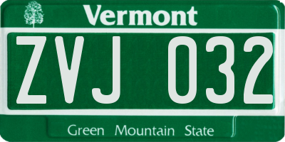 VT license plate ZVJ032