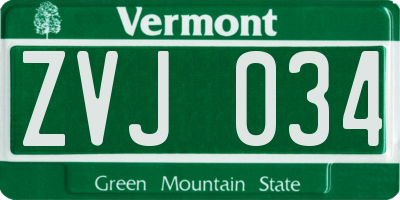 VT license plate ZVJ034