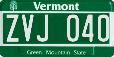 VT license plate ZVJ040