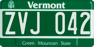 VT license plate ZVJ042