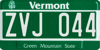 VT license plate ZVJ044