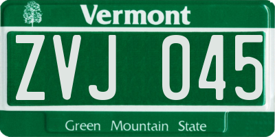 VT license plate ZVJ045