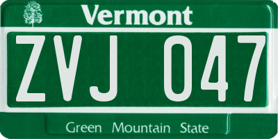 VT license plate ZVJ047