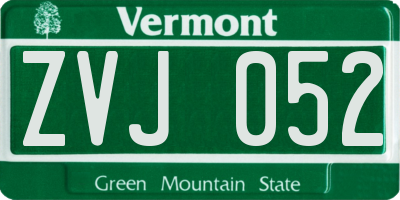VT license plate ZVJ052