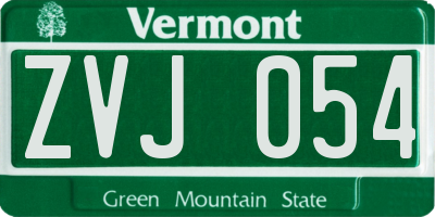VT license plate ZVJ054