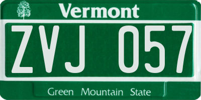 VT license plate ZVJ057
