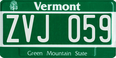 VT license plate ZVJ059
