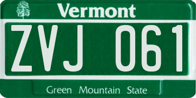 VT license plate ZVJ061