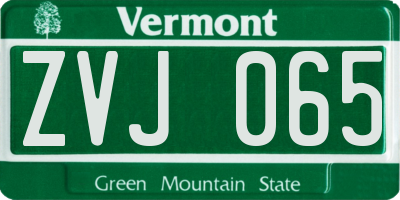 VT license plate ZVJ065