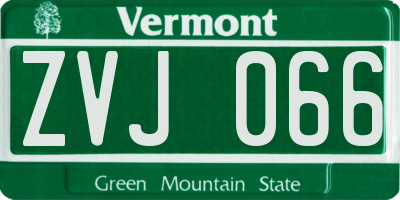 VT license plate ZVJ066