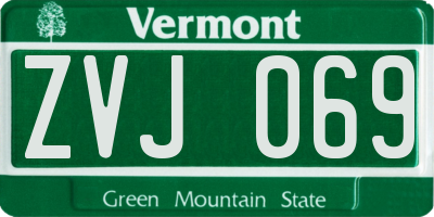 VT license plate ZVJ069