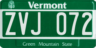 VT license plate ZVJ072
