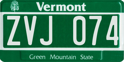 VT license plate ZVJ074