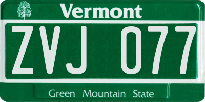 VT license plate ZVJ077