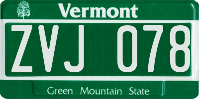 VT license plate ZVJ078
