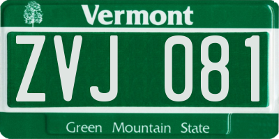 VT license plate ZVJ081
