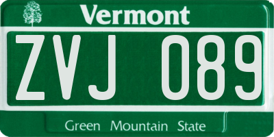 VT license plate ZVJ089