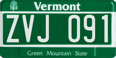 VT license plate ZVJ091