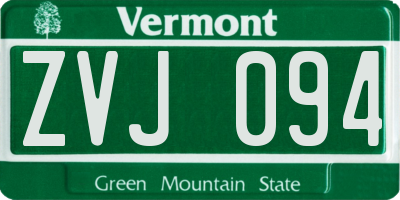 VT license plate ZVJ094