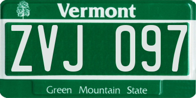 VT license plate ZVJ097
