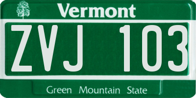 VT license plate ZVJ103