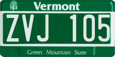 VT license plate ZVJ105