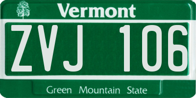 VT license plate ZVJ106