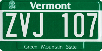 VT license plate ZVJ107