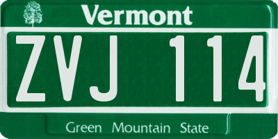 VT license plate ZVJ114