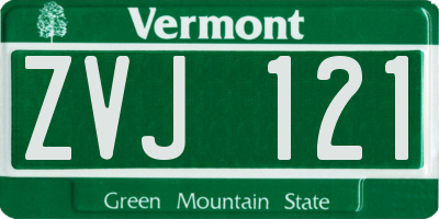 VT license plate ZVJ121